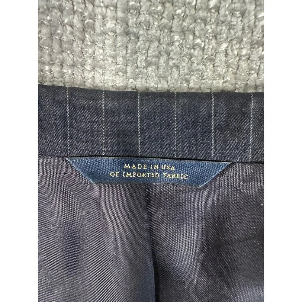 Vtg Brooks Brothers Suit‎ Jacket Mens 43L Blue Striped Wool Union USA Sport Coat